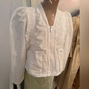 Free People Elegant White Women's Jacket windbreaker belted